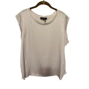 DKNY Shell Tank Ivory White Small Cap Sleeve Satin Womans XL